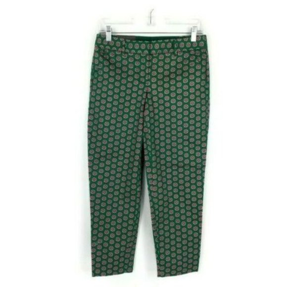 J. Crew Factory Green Pink Medallion Print City Fit Skimmer Pants Womens 0 - Picture 13 of 13